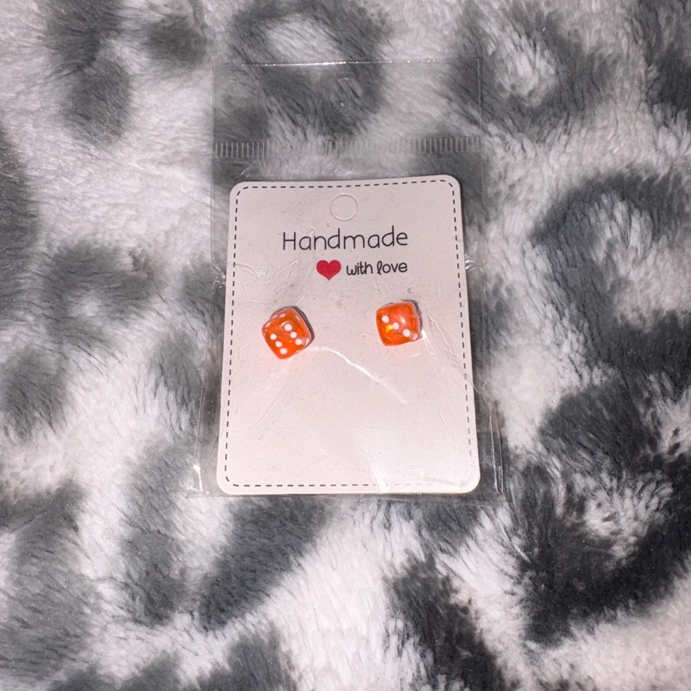 Quirky Orange Dice Earrings